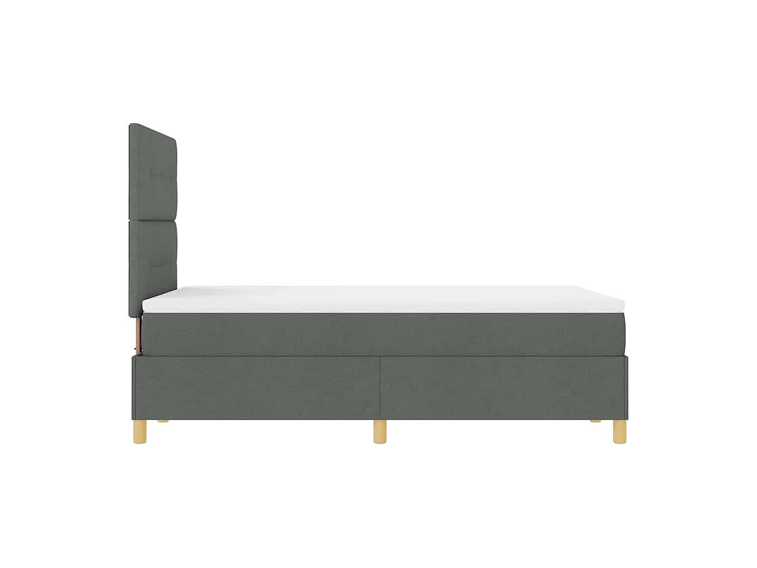 Lit à ressorts avec tête de lit Gris foncé 120 x 200 cm tissu