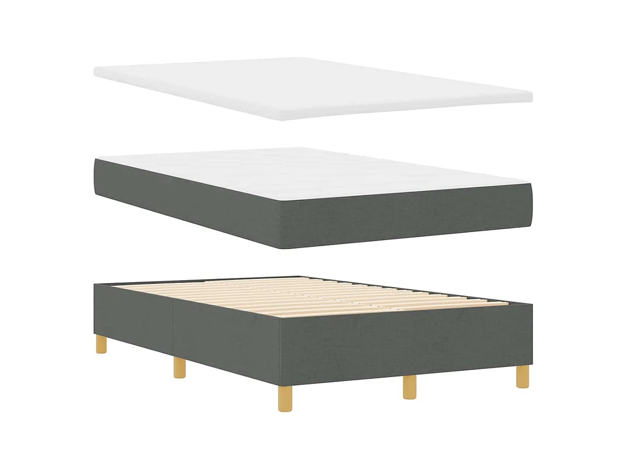 Lit à ressorts avec tête de lit Gris foncé 120 x 200 cm tissu