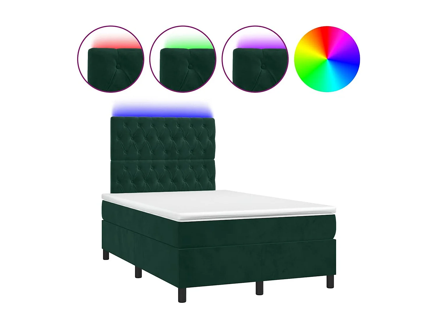 Boxspringbett mit Matratze & LED Dunkelgrün 120x190 cm Samt