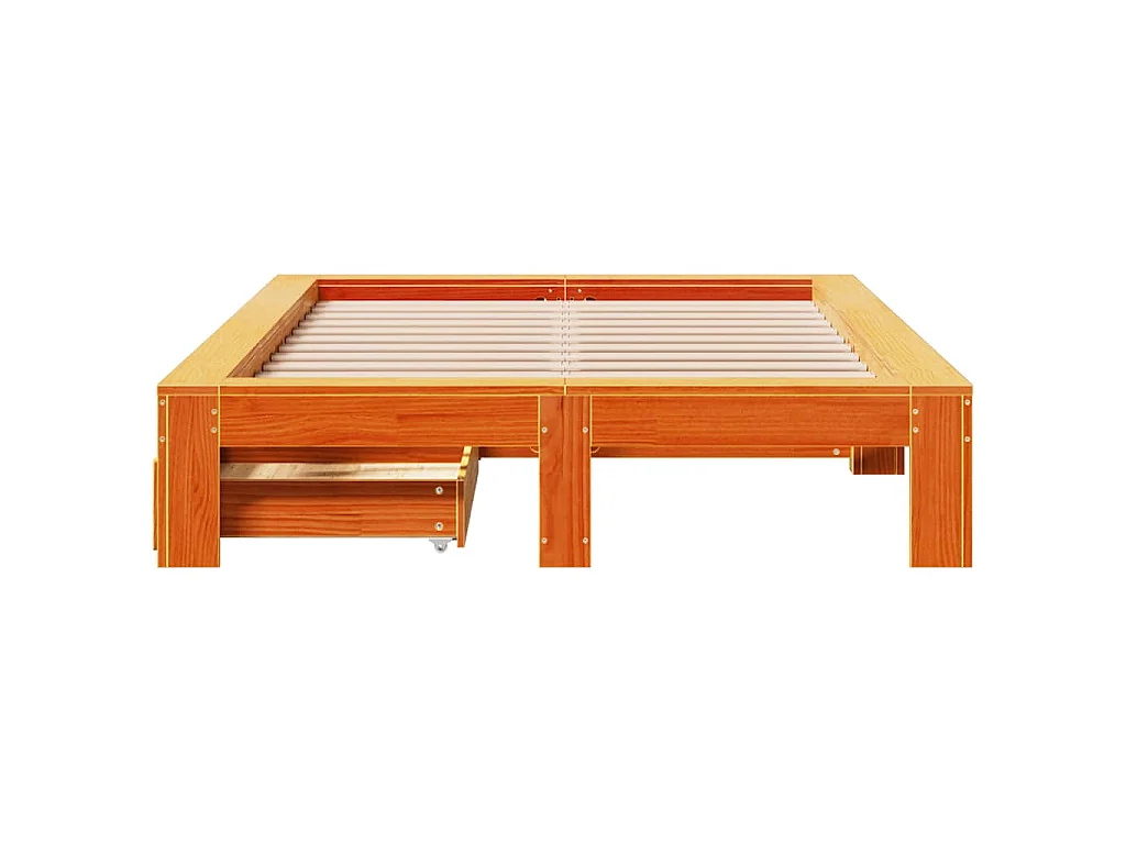 Cadre de lit sans matelas cire marron 120x200cm bois pin massif