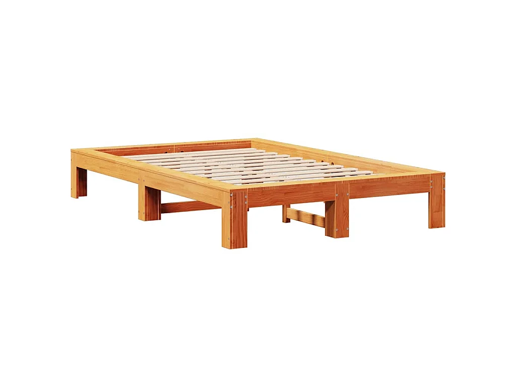 Cadre de lit sans matelas cire marron 120x200cm bois pin massif