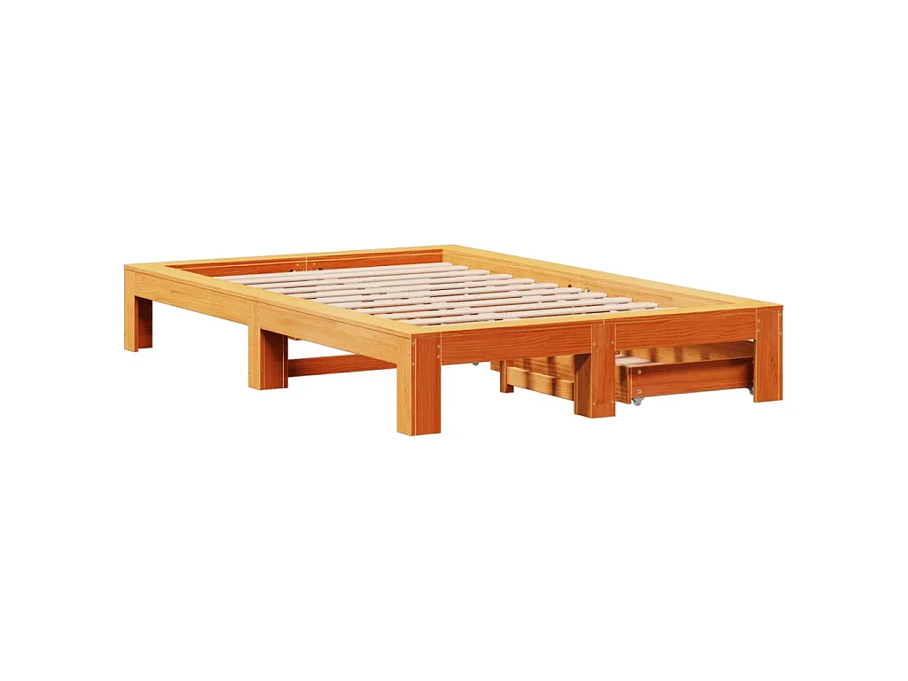 Cadre de lit sans matelas cire marron 120x200cm bois pin massif