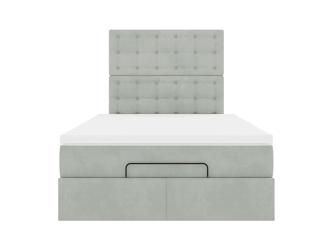 Cadre de lit ottoman avec matelas gris clair 120x190 cm velours