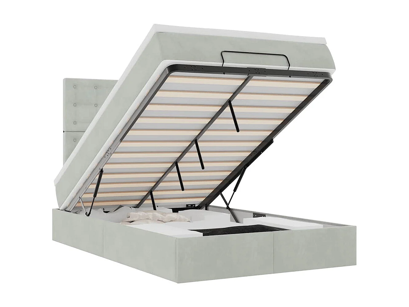 Ottoman bed met matrassen 120x190cm fluweel lichtgrijs