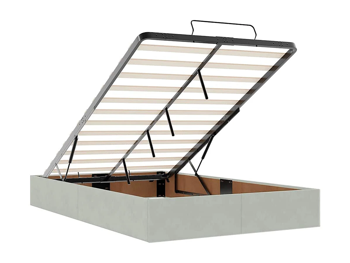 Ottoman bed met matrassen 120x190cm fluweel lichtgrijs