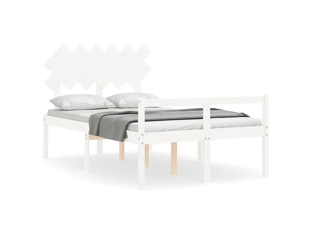 Lit pour personne âgée sans matelas blanc 120x200cm bois massif