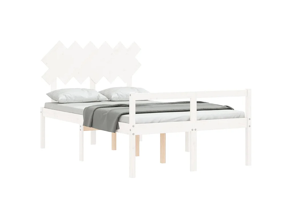 Lit pour personne âgée sans matelas blanc 120x200cm bois massif