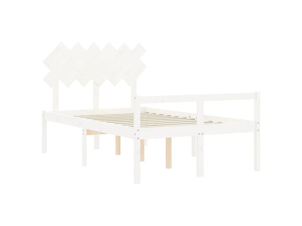Lit pour personne âgée sans matelas blanc 120x200cm bois massif