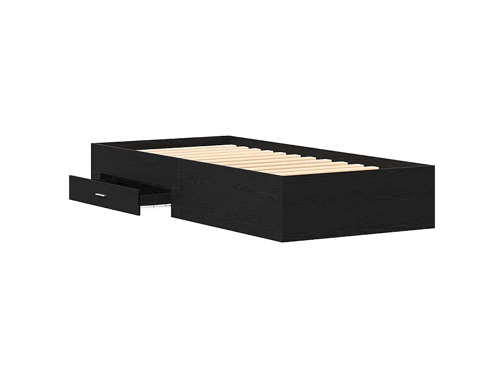 Struttura del letto Rovere Nero 100 x 200 cm Legno multistrato