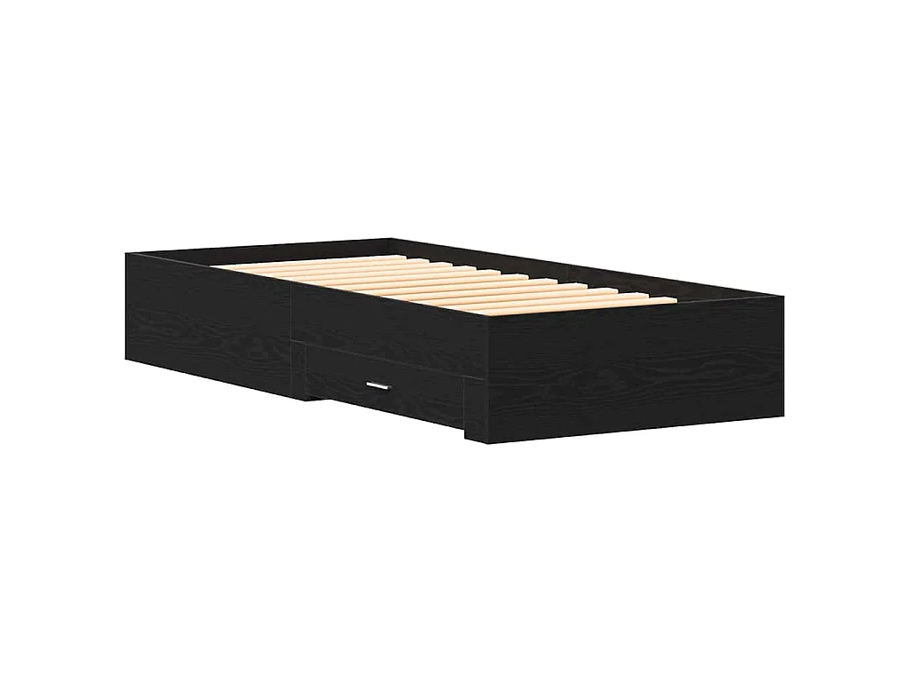 Struttura del letto Rovere Nero 100 x 200 cm Legno multistrato