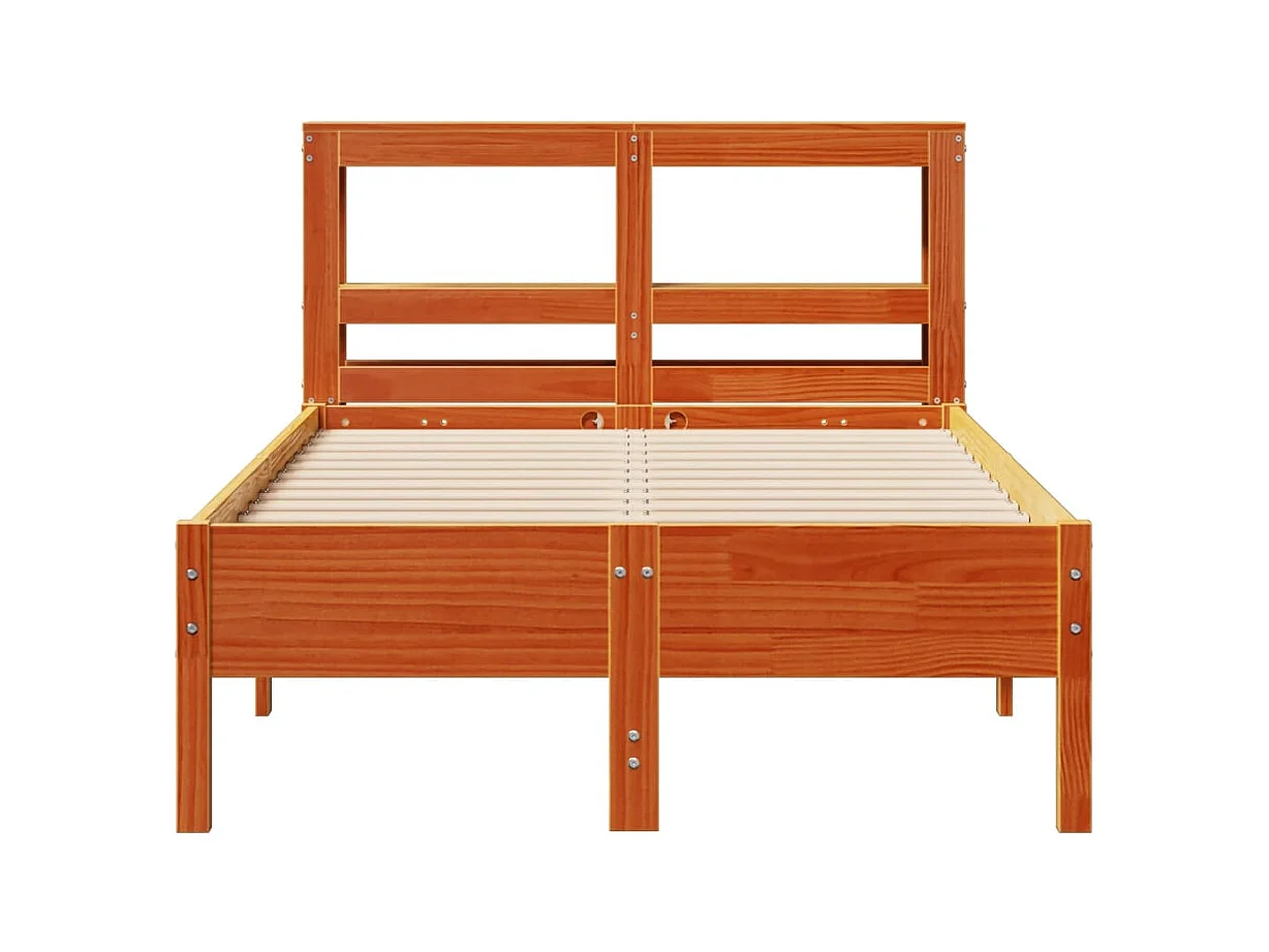 Cadre de lit sans matelas cire marron 120x190cm bois pin massif
