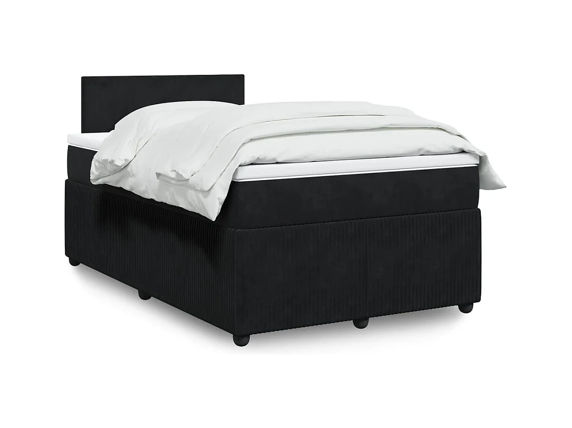 Sommier à lattes de lit avec matelas noir 120x190 cm velours