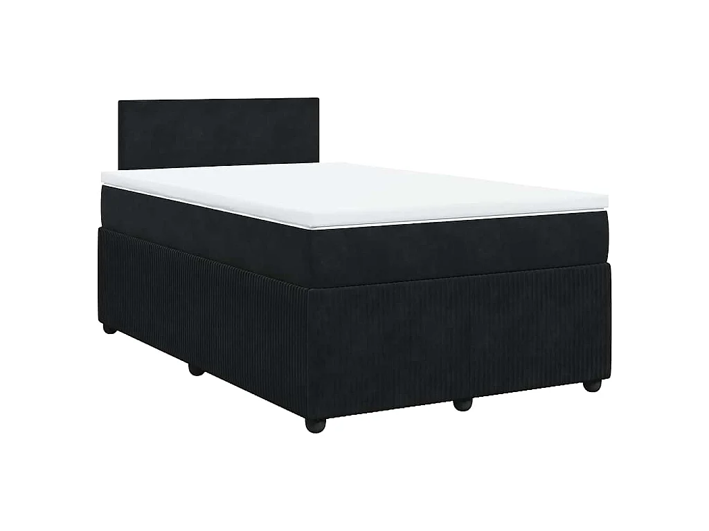 Cama box spring con colchón terciopelo negro 120x190 cm