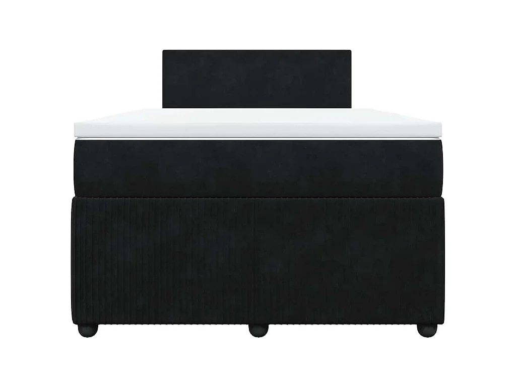 Cama box spring con colchón terciopelo negro 120x190 cm