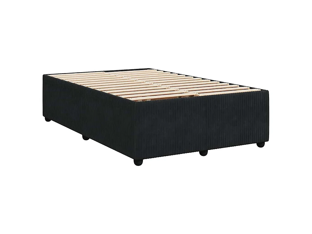 Cama box spring con colchón terciopelo negro 120x190 cm