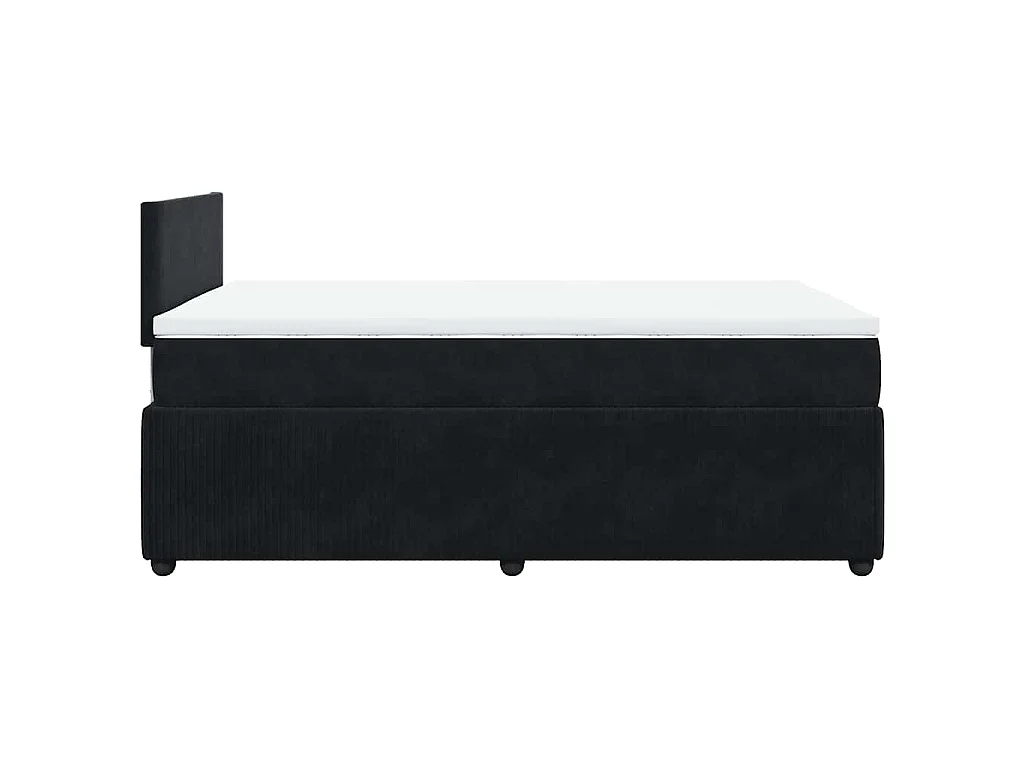 Cama box spring con colchón terciopelo negro 120x190 cm