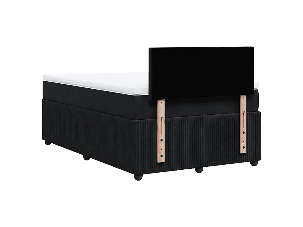 Cama box spring con colchón terciopelo negro 120x190 cm
