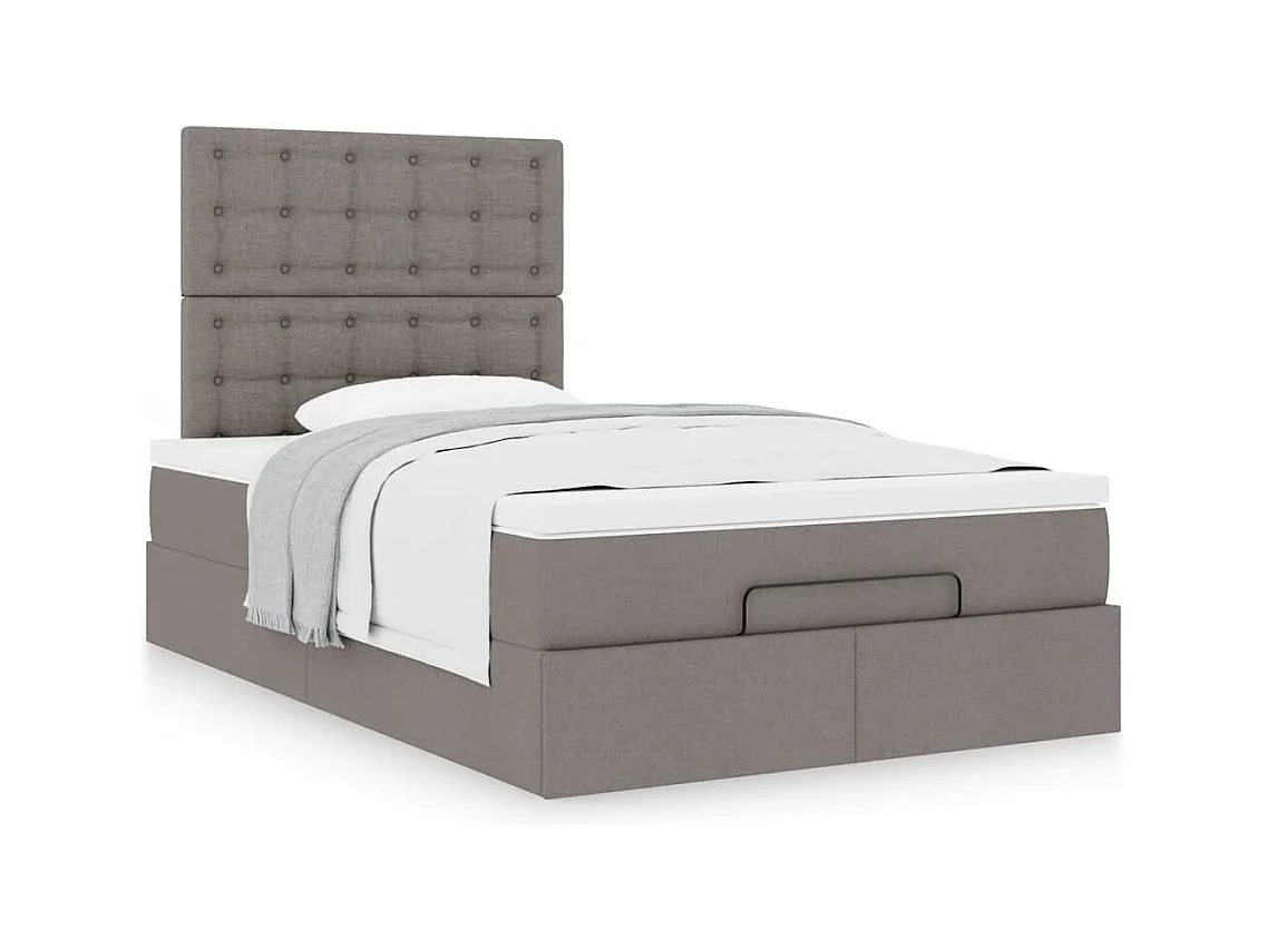 Cadre de lit ottoman avec matelas taupe 120x190 cm tissu