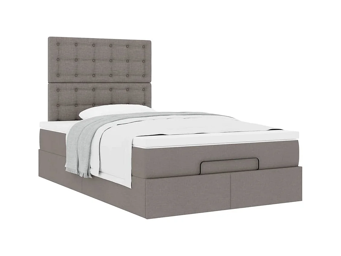 Cadre de lit ottoman avec matelas taupe 120x190 cm tissu