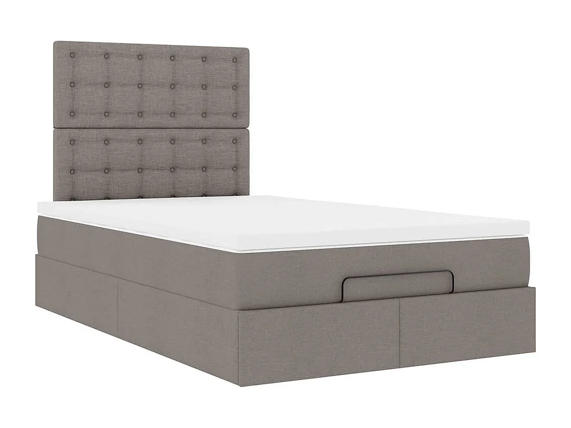 Cadre de lit ottoman avec matelas taupe 120x190 cm tissu