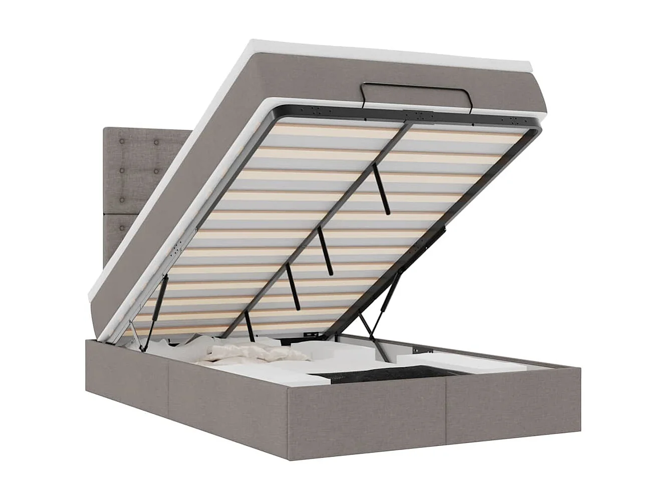 Ottoman-Bett mit Matratze Taupe 120x190 cm Stoff