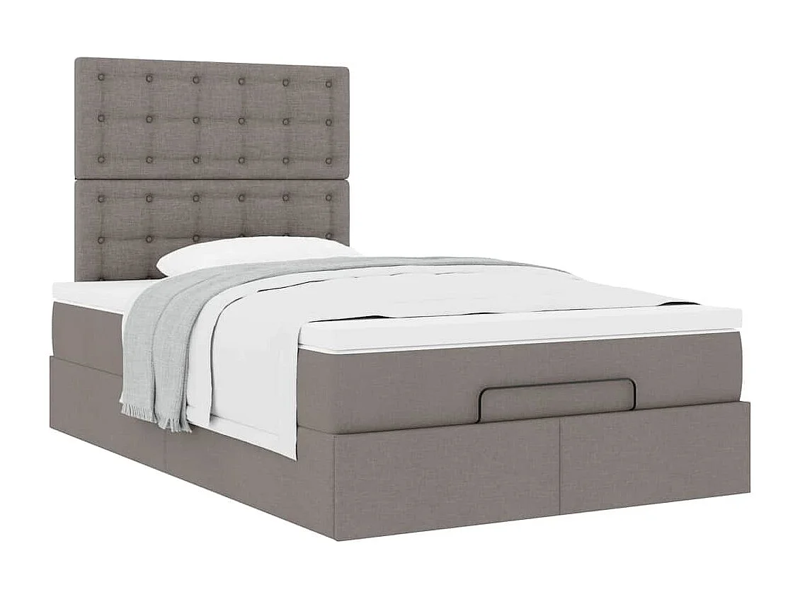 Ottoman-Bett mit Matratze Taupe 120x190 cm Stoff