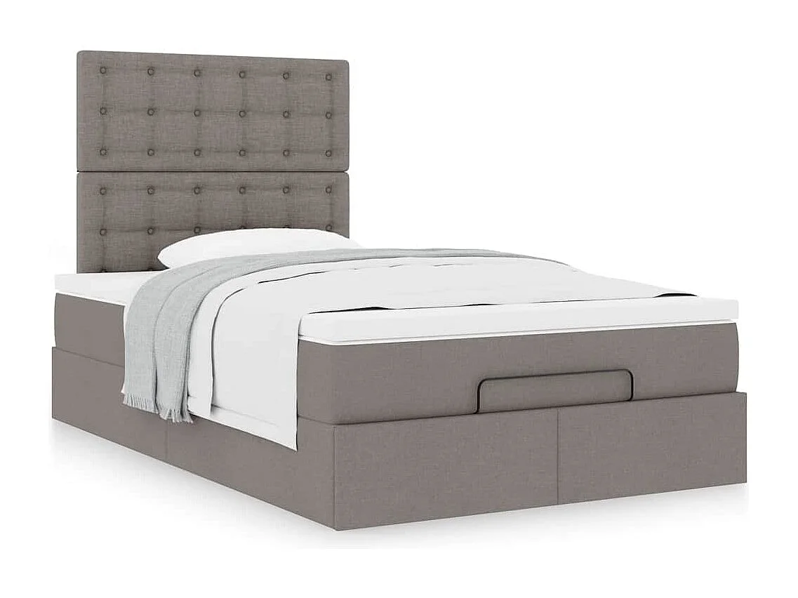 Cadre de lit ottoman avec matelas taupe 120x190 cm tissu