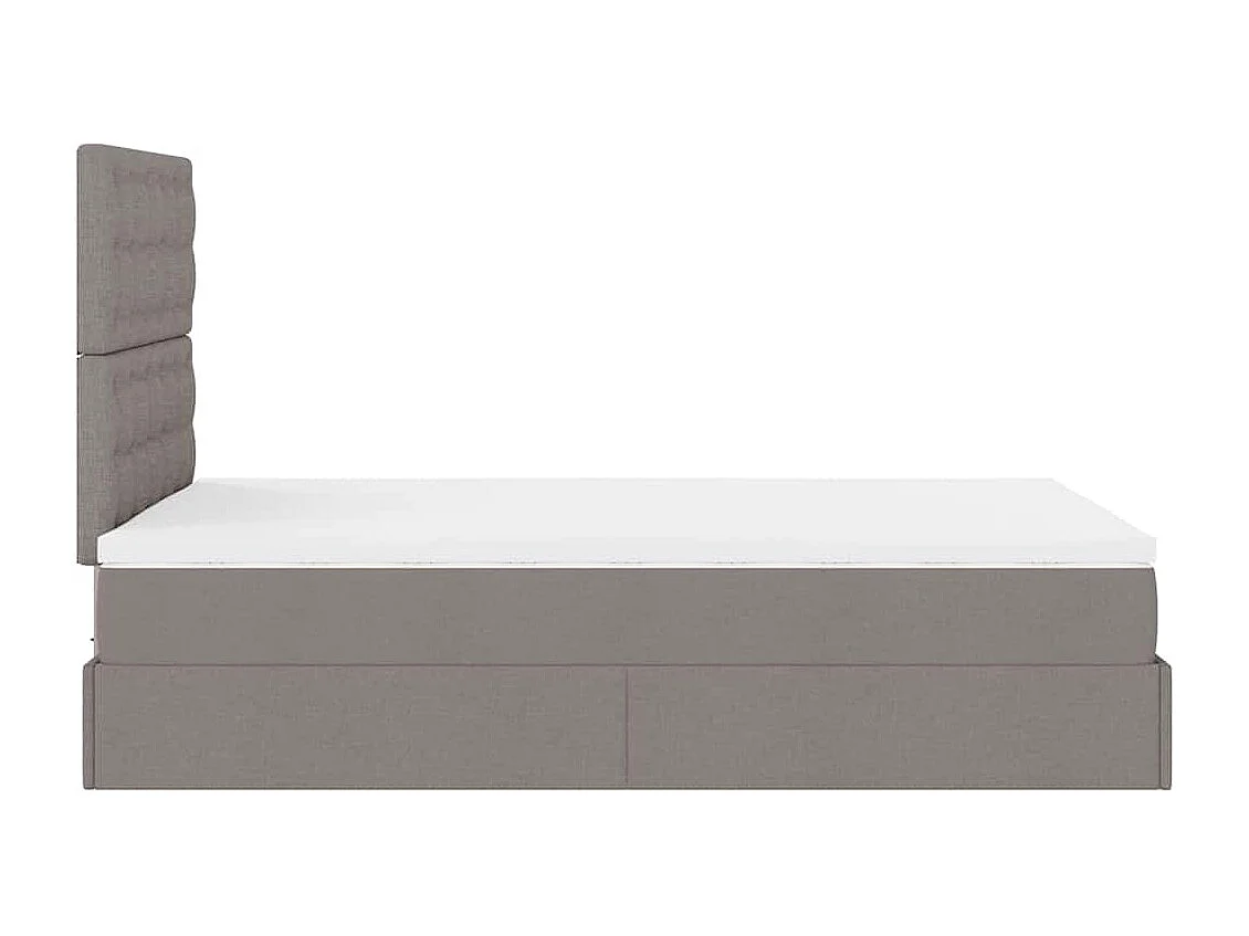 Cadre de lit ottoman avec matelas taupe 120x190 cm tissu