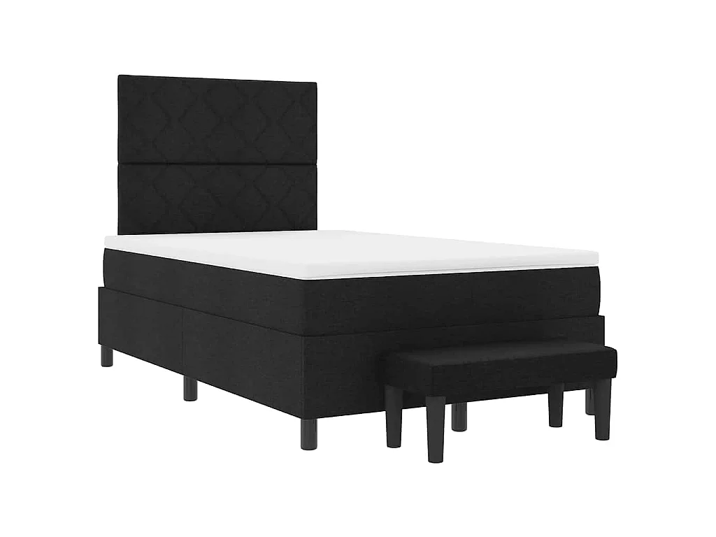 Boxspringbed met hoofdeinde Zwart 120 x 200 cm Stof