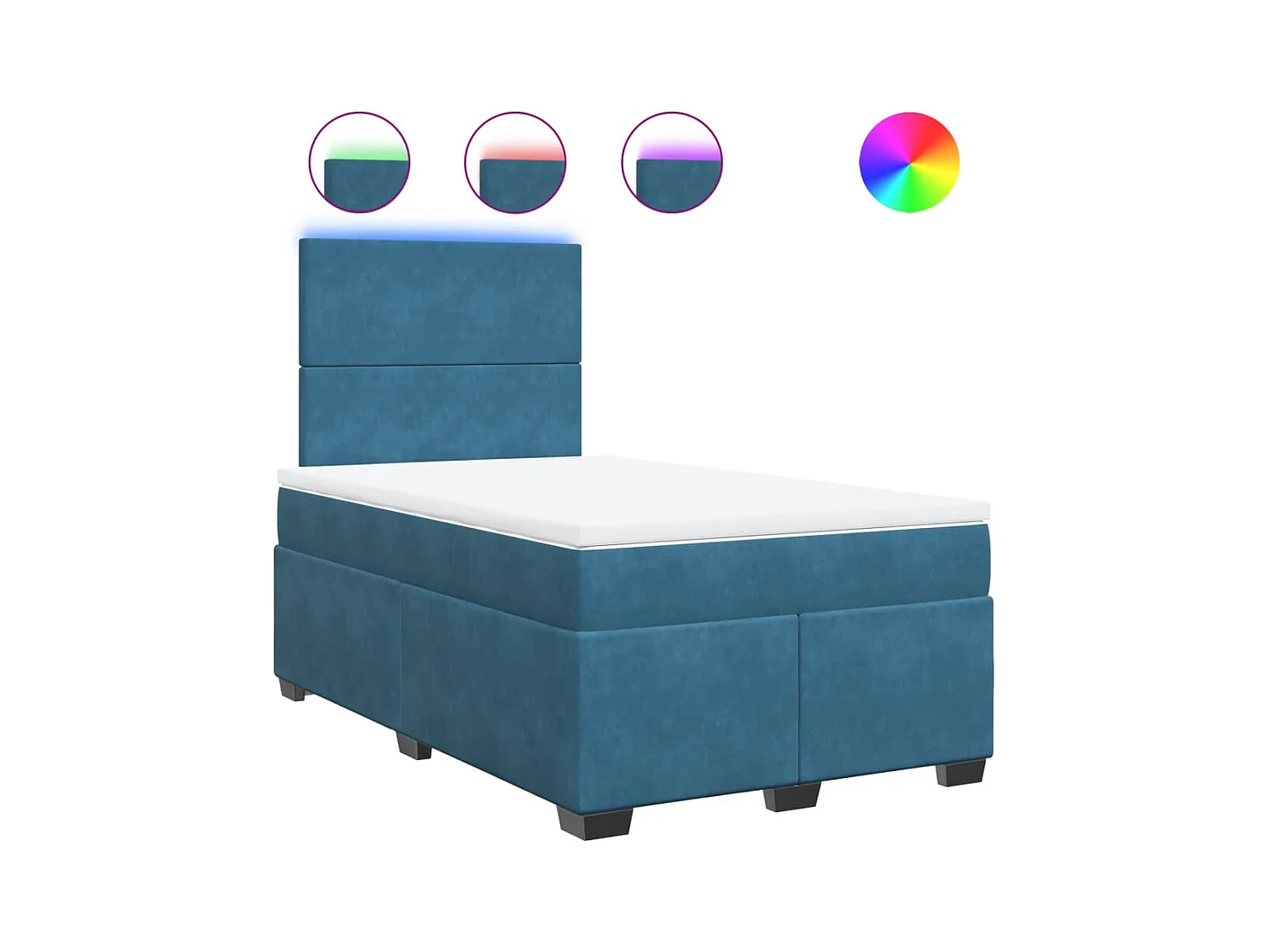 Giroletto a Molle con Materasso Blu 120x190 cm in Velluto