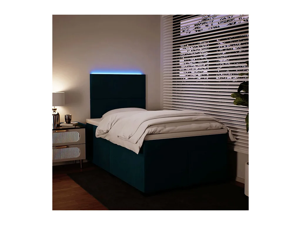 Giroletto a Molle con Materasso Blu 120x190 cm in Velluto