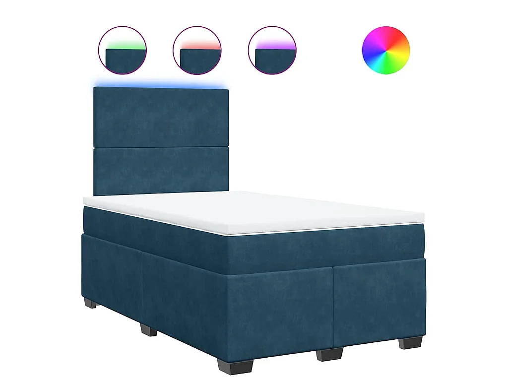 Cama boxspring com colchão 120x190 cm veludo azul