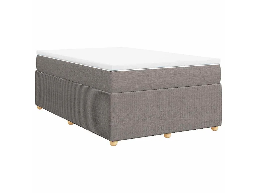 Cama box spring con colchón tela gris taupe 120x190 cm