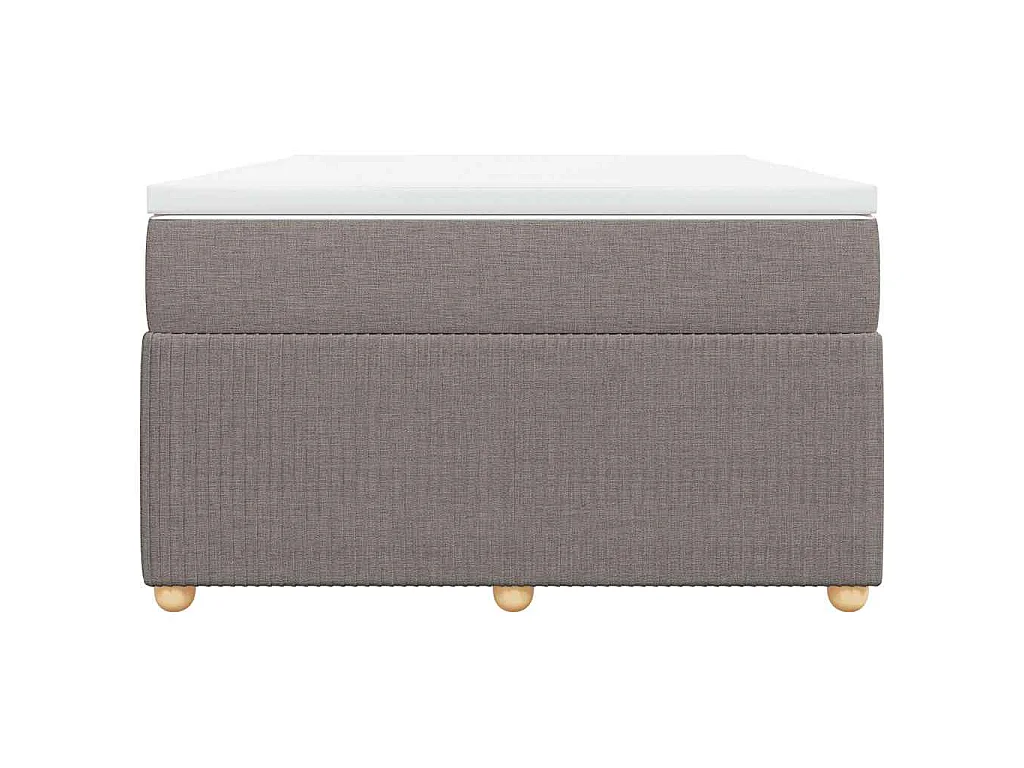 Cama box spring con colchón tela gris taupe 120x190 cm