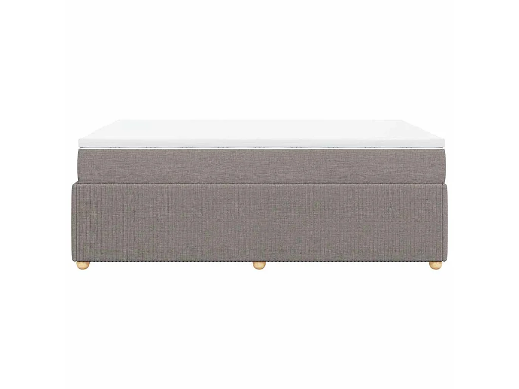 Cama box spring con colchón tela gris taupe 120x190 cm
