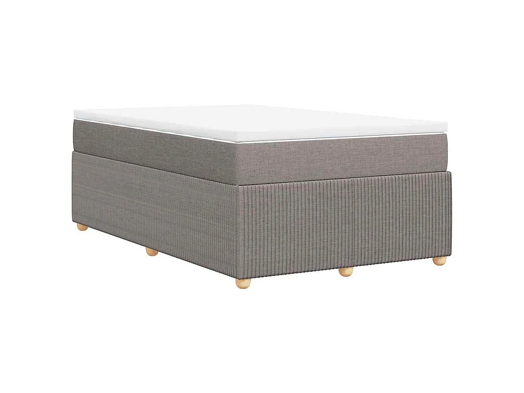 Cama box spring con colchón tela gris taupe 120x190 cm