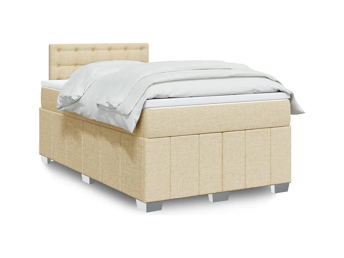 Sommier à lattes de lit avec matelas Crème 120x200 cm Tissu