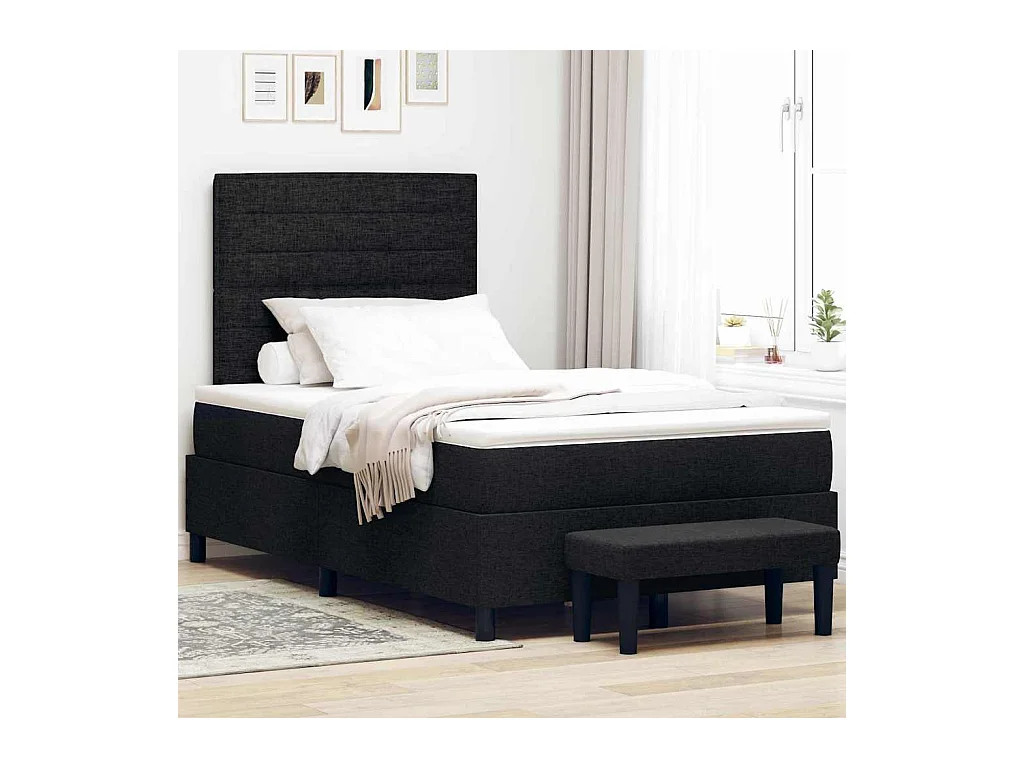 Boxspringbett mit Matratze Schwarz 120 x 190 cm Stoff