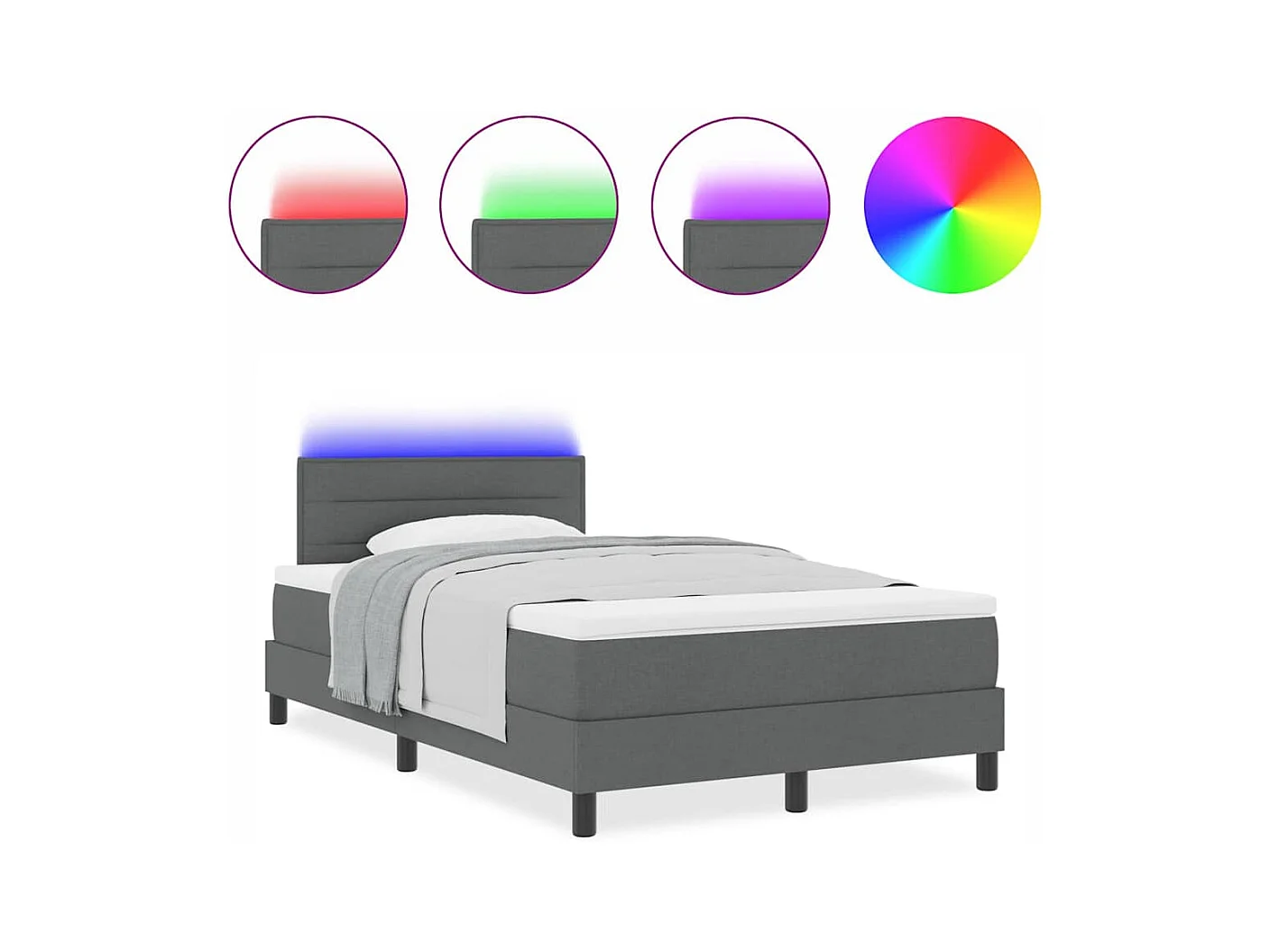 Cama Box com colchão Cinzento escuro 120 x 190 cm tecido