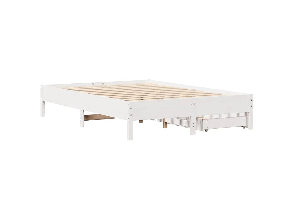 Cadre de lit sans matelas blanc 120x200 cm bois de pin massif