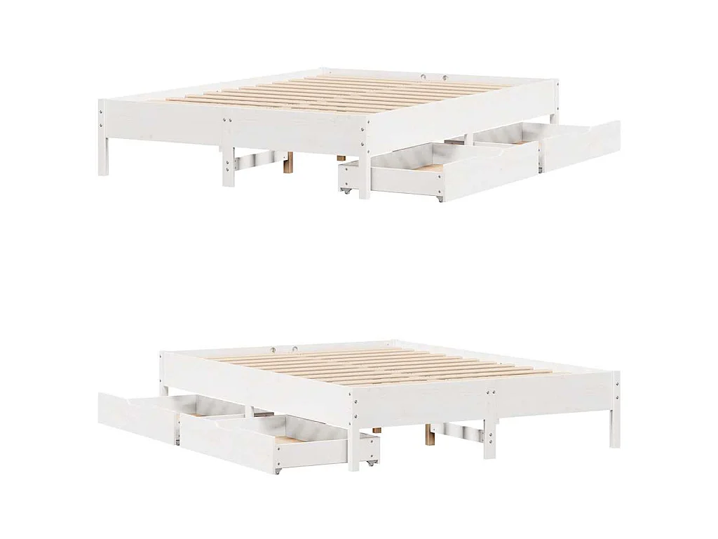 Cadre de lit sans matelas blanc 120x200 cm bois de pin massif