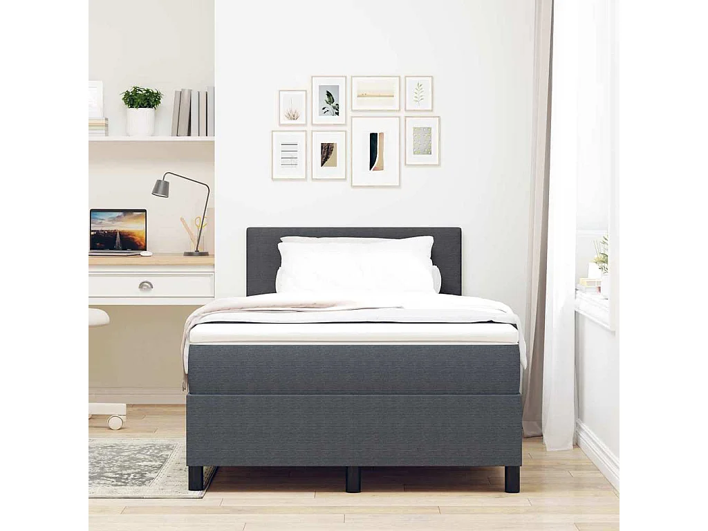 Boxspring bed Donkergrijs en Wit 203 x 120 x 88 cm