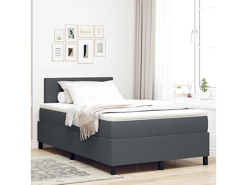 Boxspring bed Donkergrijs en Wit 203 x 120 x 88 cm