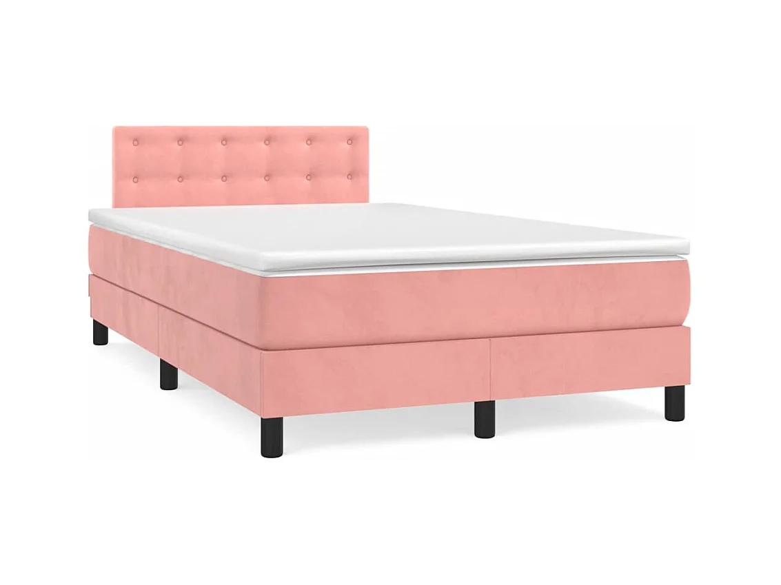 Sommier à lattes de lit avec matelas rose 120x190 cm velours