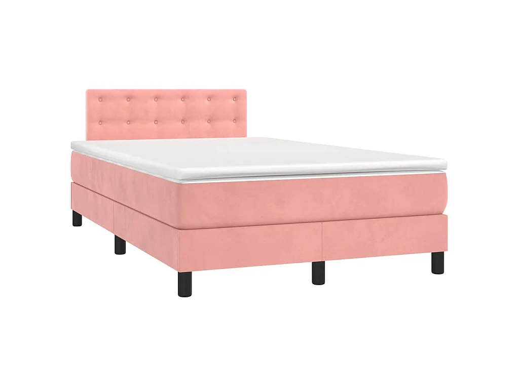 Boxspring met matras fluweel roze 120x190 cm