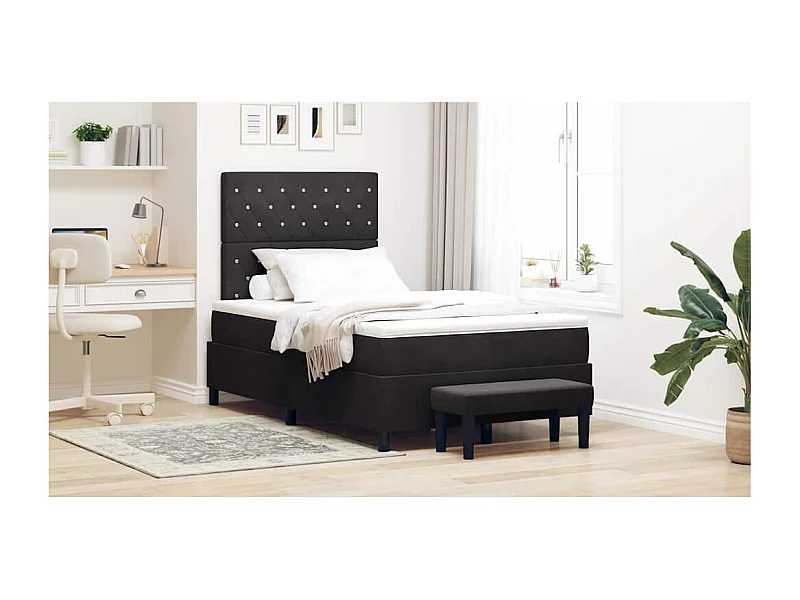 Lit à ressorts avec matelas Noir 120 x 200 cm Velours