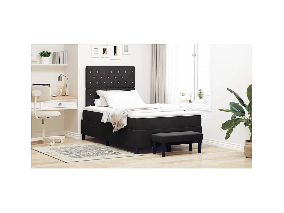 Lit à ressorts avec matelas Noir 120 x 200 cm Velours