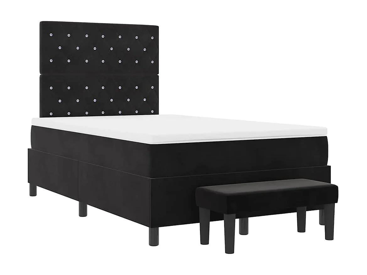 Lit à ressorts avec matelas Noir 120 x 200 cm Velours