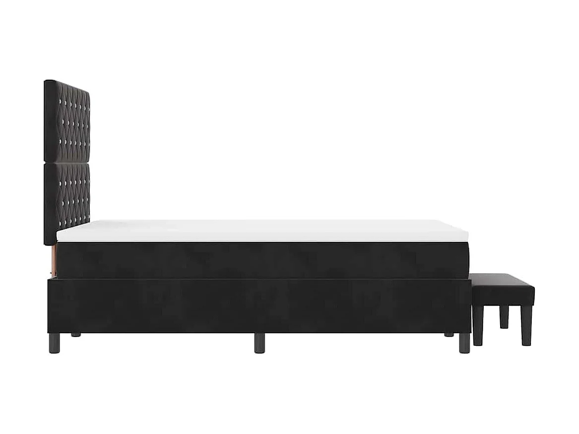Cama tipo Box Spring con colchón Negro 120 x 200 cm Terciopelo