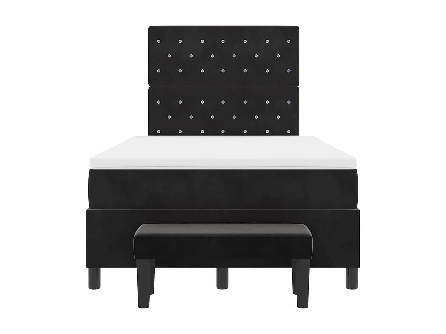 Cama tipo Box Spring con colchón Negro 120 x 200 cm Terciopelo